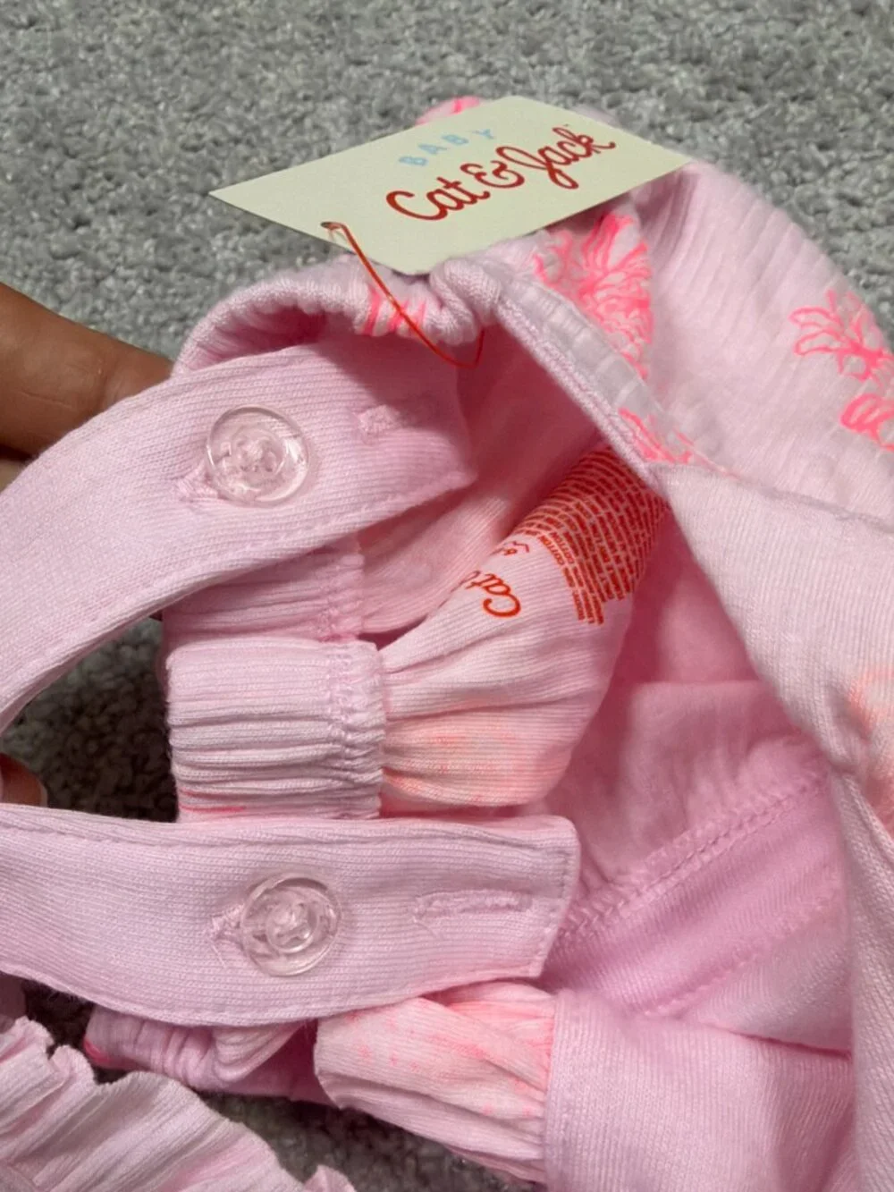 Cat & Jack Ruffle Baby Girl Sleeveless Romper Size 6-9 Months Flower Pink